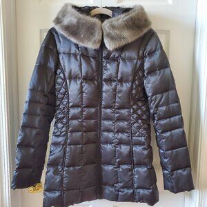 Laundry by Shelli Segal los angeles, down winter coat faux fur collar, small